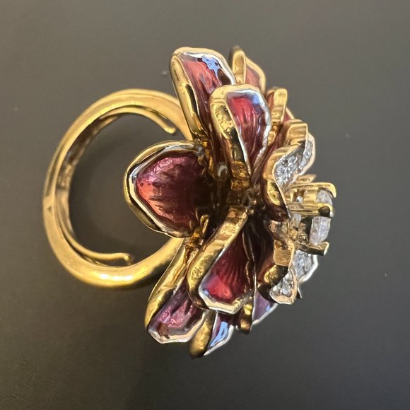 Juicy Couture Red Flower Enamel Ring - Picture 9 of 9